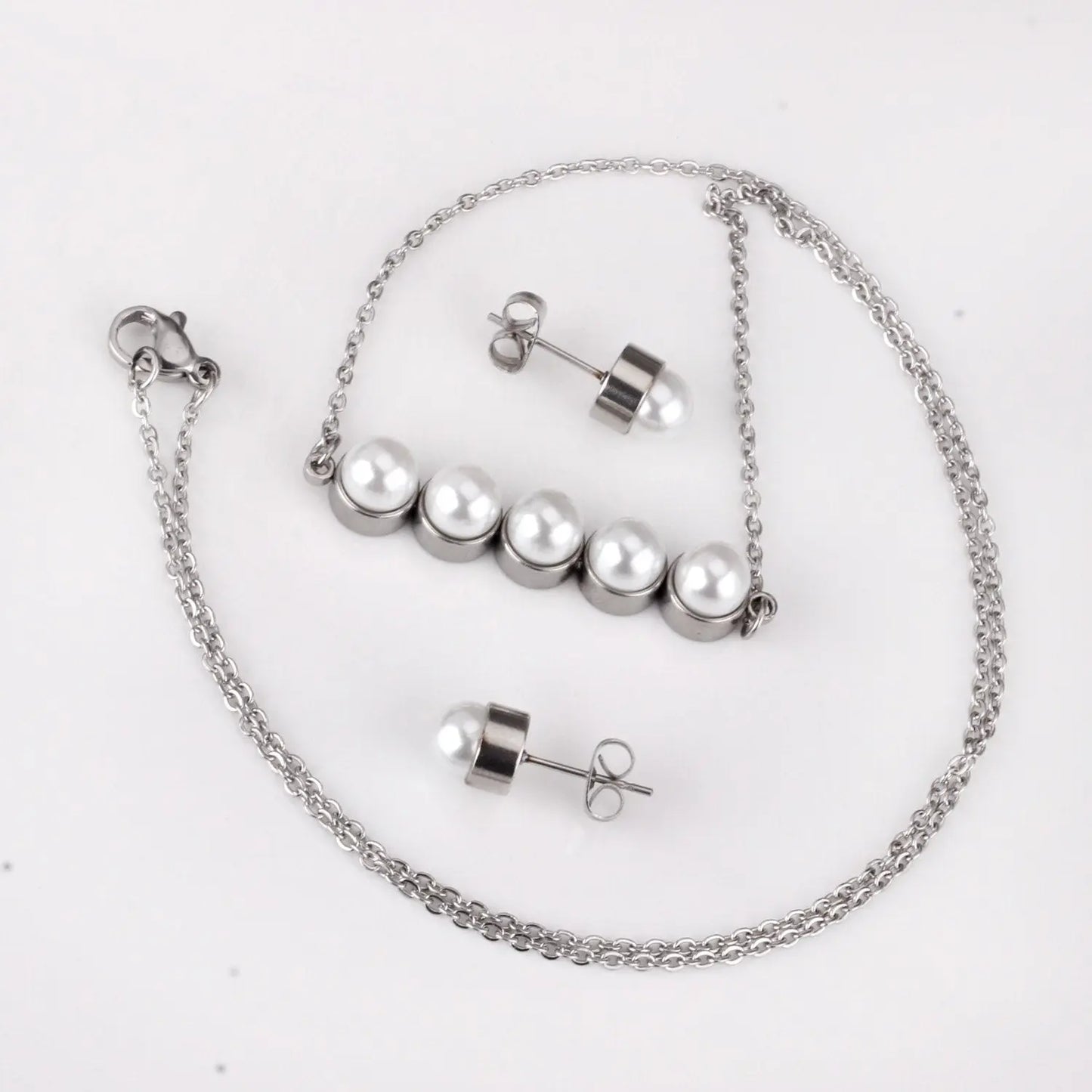 New Fake Pearl Wedding Jewelry Set Crystal Necklace Jewelry Sets Party Women Necklace Bridal Earrings asonjewelry