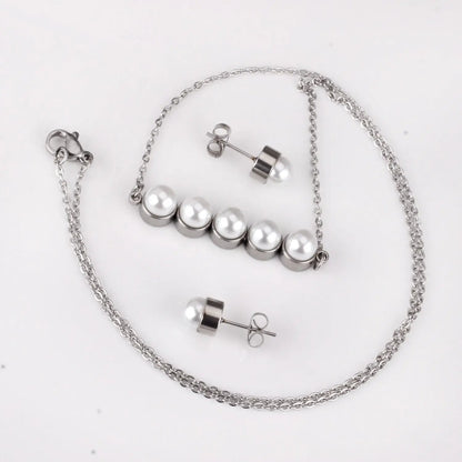 New Fake Pearl Wedding Jewelry Set Crystal Necklace Jewelry Sets Party Women Necklace Bridal Earrings asonjewelry