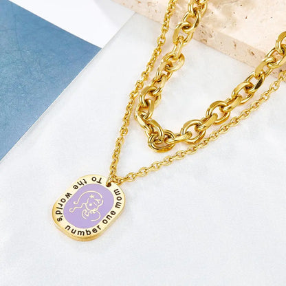 Purple Collier Blue Pattern Jewelry Link Chain Necklace For Woman Designer Charms 2022 New Aesthetic Girls Colliers asonjewelry