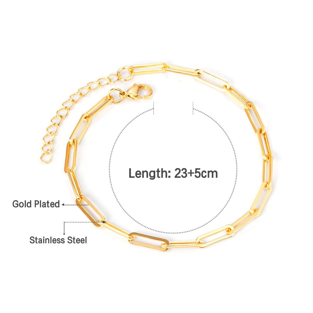 ASON Trendy Chain Anklet Gold Color Stainless Steel Foot Chain with Extender 23+5cm Women Jewelry Gift Beach Accessories asonjewelry