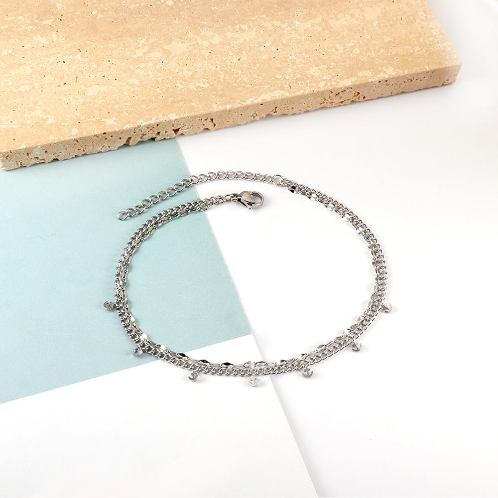 ASON Trendy Anchor Accessories Multi-layer Link Chains Anklets Gold Color Stainless Steel For Women Girl Foot Jewelry Party asonjewelry