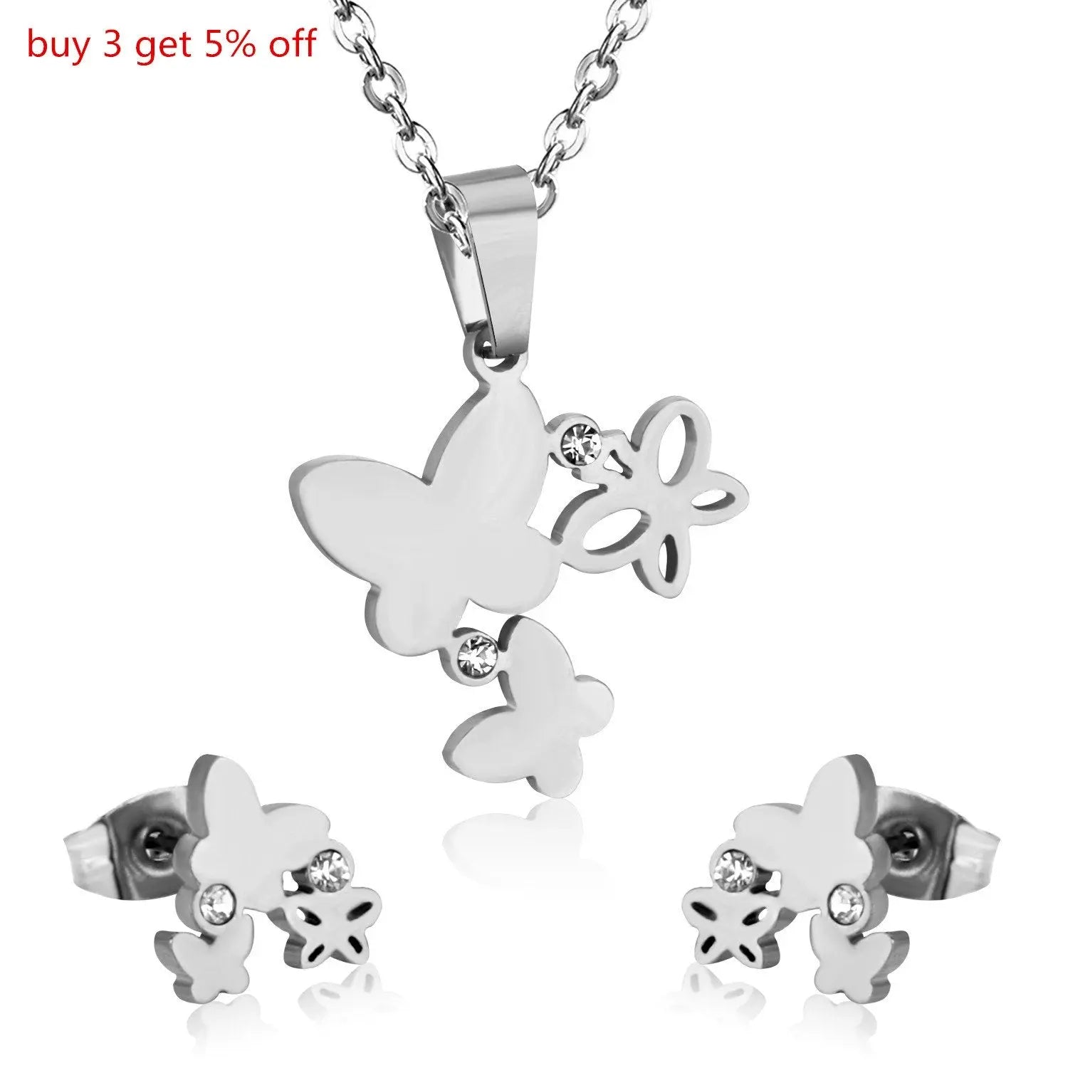 Fashion Butterfly Necklace Earrings Jewellery Set for Women Gold-Color Crystal Girls Dubai Wedding Jewelry Sets asonjewelry