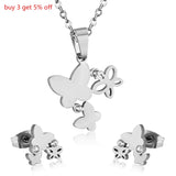 Fashion Butterfly Necklace Earrings Jewellery Set for Women Gold-Color Crystal Girls Dubai Wedding Jewelry Sets