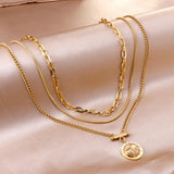 Stainless Stell Layer Chains Necklace Hiphop Jewelry Gold Color Star Pendants New Arrivals Link Chains Jewelry Party