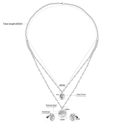 New Arrival Tree Round Crystal Pendant Double Dubai Wedding Necklace Earring Sets For Women Jewelry Wholesale asonjewelry