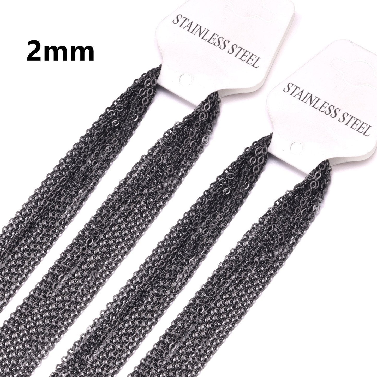 2MM Necklaces For Pendants Bulk Sale 2mm Rolo Cuban Link Chains Necklace Accessories Colliler Stainless  Chains Jewelry asonjewelry