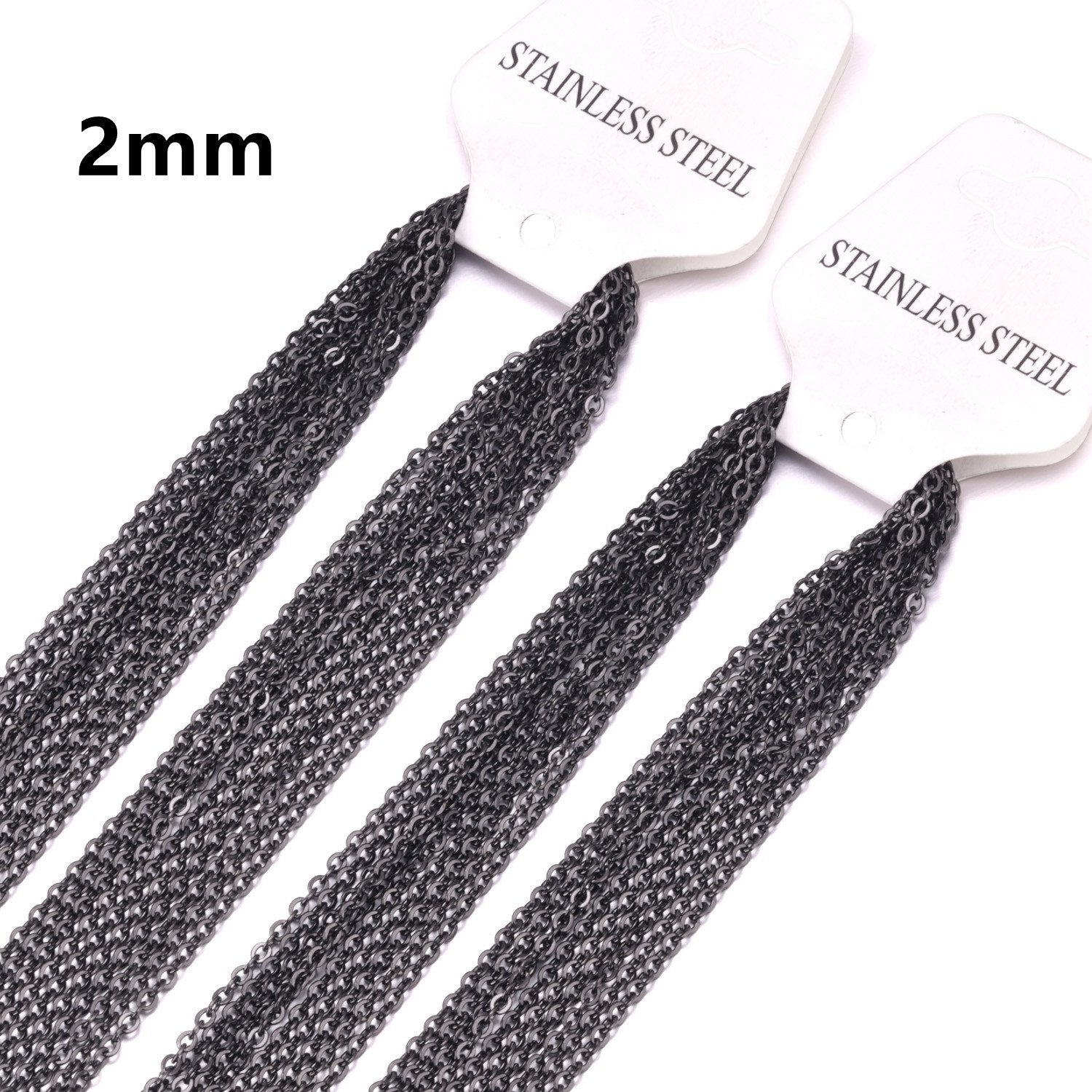 2MM Necklaces For Pendants Bulk Sale 2mm Rolo Cuban Link Chains Necklace Accessories Colliler Stainless  Chains Jewelry asonjewelry