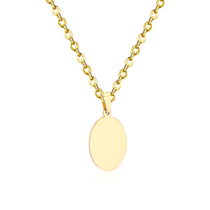 Gold Choker Religion Stainless Steel Round/Square/Rectangle Pendant Necklace For Men/Women Chain Necklace Blank Tag