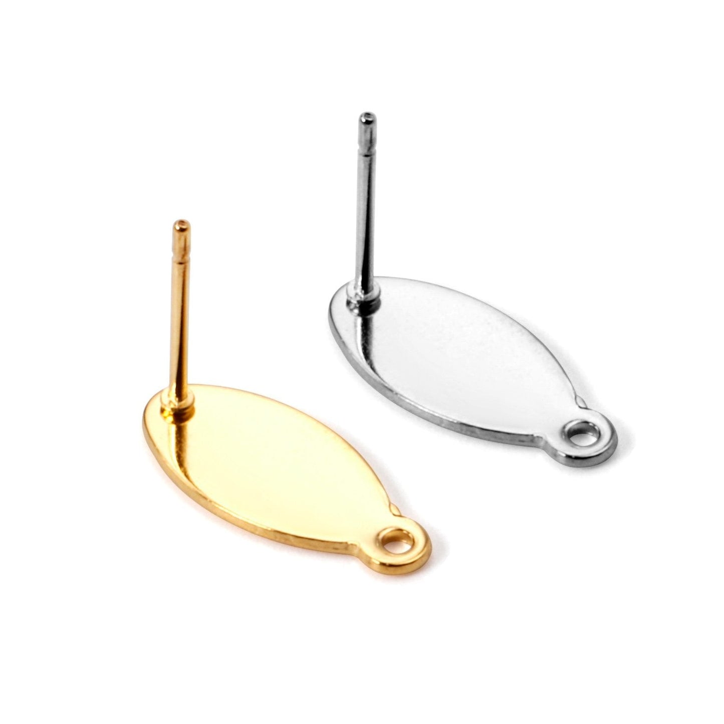 ASON 100 Pcs/Lots Oval Earring Accessories Stainless Steel Anti-allergy Base Setting Connector For DIY Jewelry Making Supplies asonjewelry