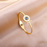 Pulseras Mujer Bangles For Women Stainless Steel Round Universe Blue Color Stainless Steel Cuff Bracelets Bangles Girl