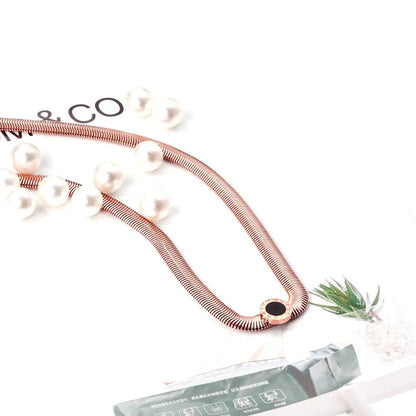 Jewlery Collar Love 10MM Round Pendants Necklaces Rose Gold Stainless Steel 6mm Width Chains Necklace For Women set asonjewelry