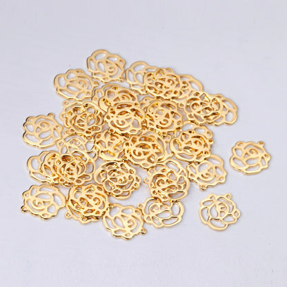 ASON100 Pcs/Lot Rose Pendant 316L Stainless Steel Flowers Charm Wholesale Gold Silver Color For Necklace Bracelet Jewelry Making asonjewelry