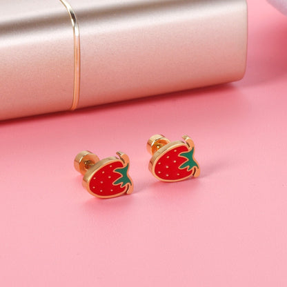 ASON Cute Strawberry Cloud Rainbow Stud Earrings Children's Earrings Stainless Steel Fashion Jewelry for Girl Women asonjewelry