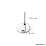 ASON 100 Pcs/Lots Small Ear Studs Round Shape With Holes Stainless Steel Base Setting Connector For DIY Jewelry Making Supplies