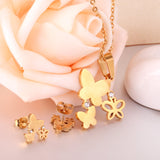 Fashion Butterfly Necklace Earrings Jewellery Set for Women Gold-Color Crystal Girls Dubai Wedding Jewelry Sets