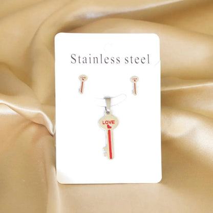 Couple Statement Jewelry Sets Lock Design Love Gifts For Friends Matching Sets Keys And Lock Necklace And Pendients asonjewelry