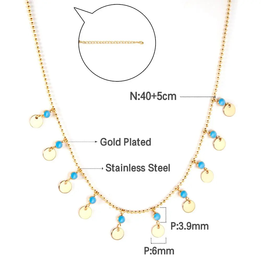 Aesthetic Bohemia Chains Collier For Women Summer Fresh Red Blue Bead Chains Colorful Necklace For Party Jewelry asonjewelry