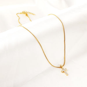 Stainless Steel CZ Cross Pendant Necklace For Women Men Crystal Rhinestone Jesus Box Chain Gothic Jewelry Gifts