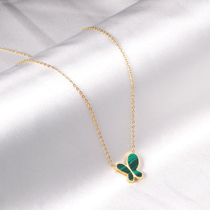 ASON Colorful Black White Shell Butterfly Chain Pendant Necklace Gold Color Stainless Steel for Women Fashion Jewelry asonjewelry