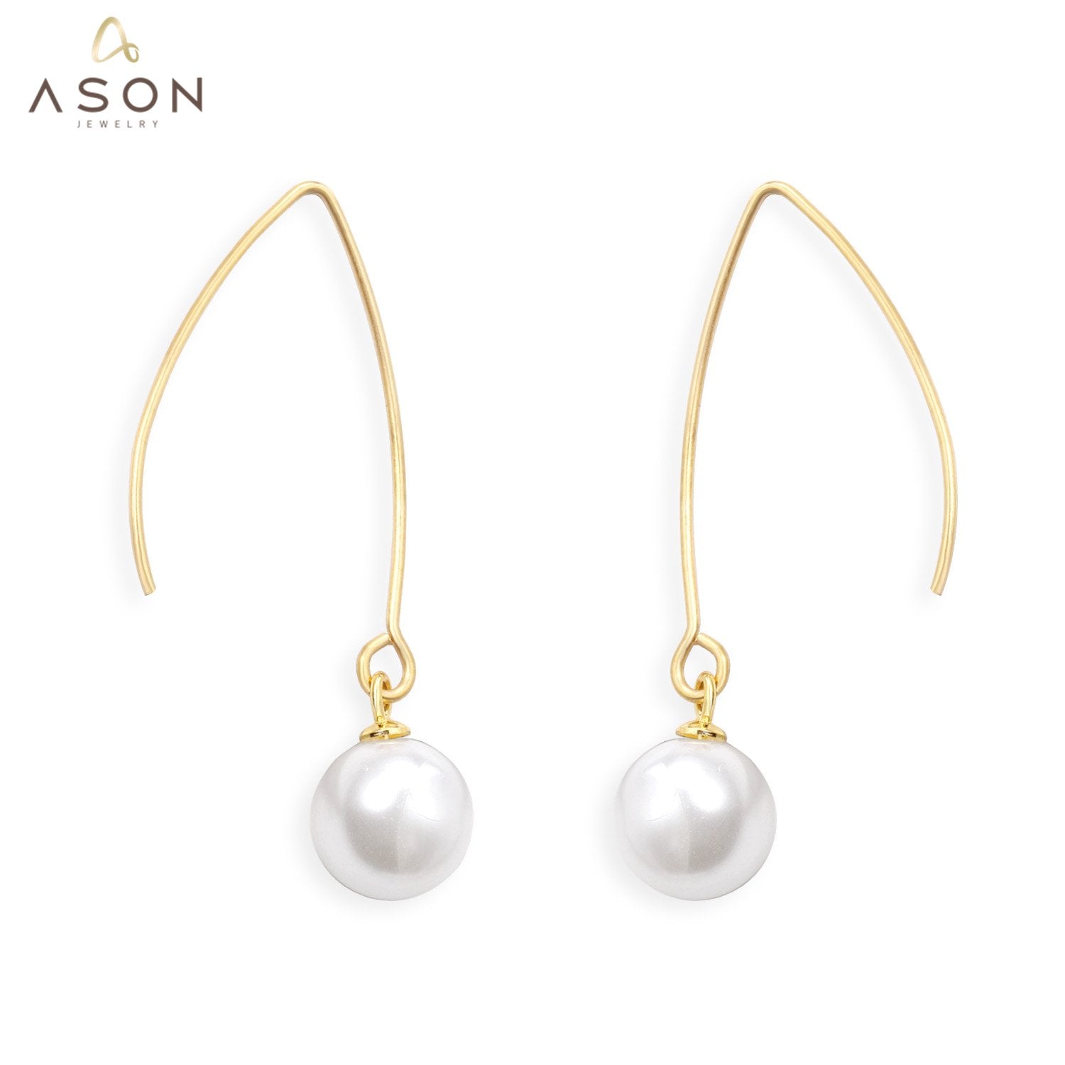 ASON Stylish White Imitation Pearl Drop Earring 316L Stainless Steel Dangle Earring for Women Daily Wear Party Gift Jewelry asonjewelry
