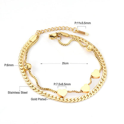 2022 Office Ladies Decor Heart Bracelets Charm Steel Gold Girls Chunky Chain Braclet For Women Valentines Gift Hand asonjewelry