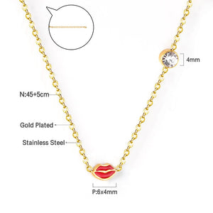 New Red/Pink Color Lips Stainless Steel Pendant Necklace For Girls Fashion Chain Necklace Jewellry bijoux femme