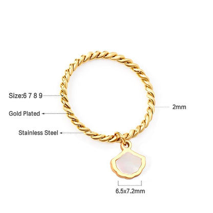 ASON Trendy Shell Charm Ring Gold Color 316L Stainless Steel Rings Unusual Fashion Jewelry for Women Gift Accessories asonjewelry
