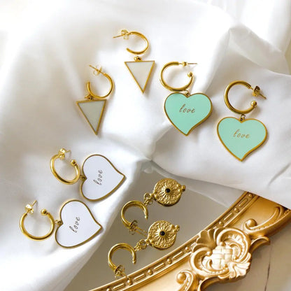 New Design 2022 Exquisite Heart Shape Dangle Earrings Hoop Drop Earrings Green Acrylic Vintage pendientes For Women asonjewelry