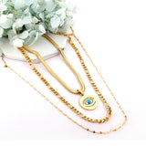 Triple Pendant Necklace For Office Lady Asethetic Collares Blue Evil Eyes Woman Multilayer Collier Boho Fashion New