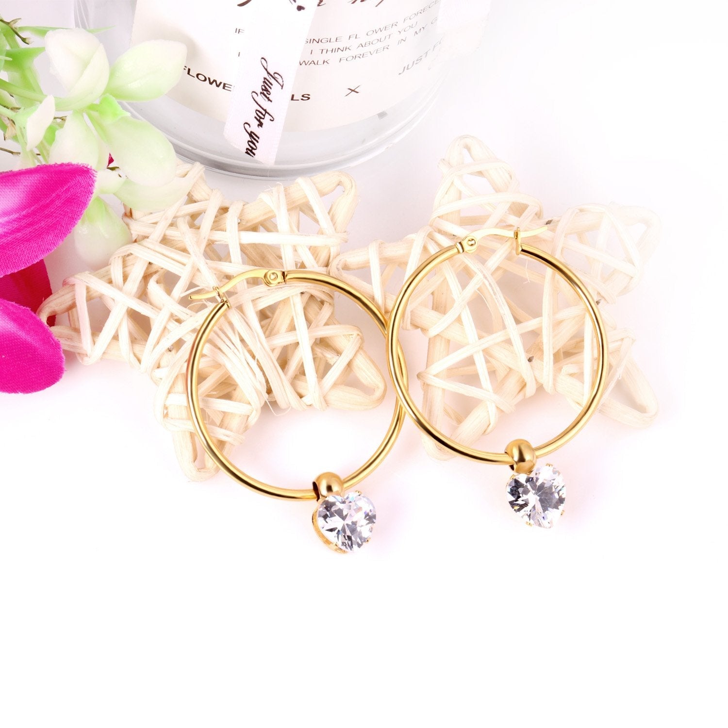 ASON Round Ear Hoop Earring With Cubic Zirconia Classic Style 2022 Stainless Steel Circle Earring Fashion Jewelry Party asonjewelry