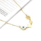 Blue Eye Necklaces Coallars Gold Color Flower Geomtry Shell Pendant Jewelry Stainless Steel Turkey Chains Necklace