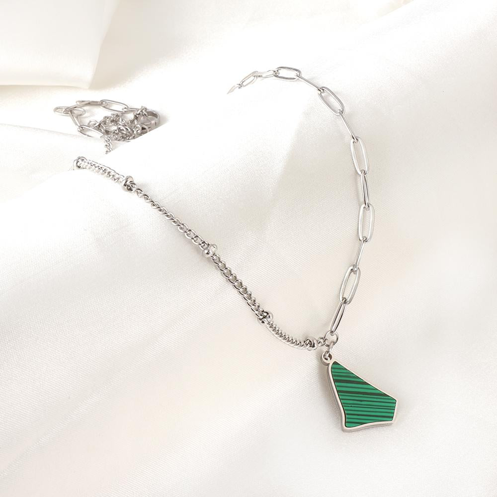 ASON Trendy Irregular Triangle Green Shell Accessory Charm Pendant Necklace Gold Color Stainless Steel For Women Chokers asonjewelry