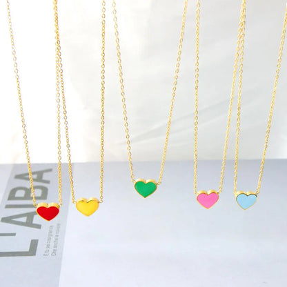 2022 Pink Heart Babygirl Choker Green Necklace Stainless Steel Chain Pendants Necklaces For Women Summer Jewelry asonjewelry