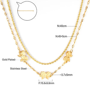 ASON-collar con colgante de mariposa multicapa para mujer, cadenas de acero inoxidable 316L, accesorios de joyería 
