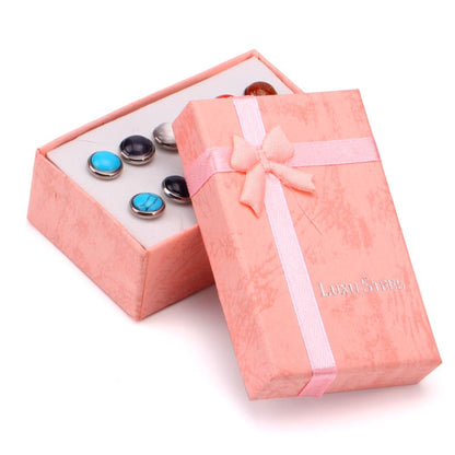 ASON Colorful Opal 6pairs/Box Earring Sets Stainless Steel Stud Earring Fashion Jewelry for Women Wholesale Party Daily asonjewelry