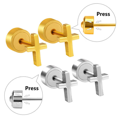 ASON Gold Color Cross Earring Fashion Jewelry for Women Men Stainless Steel Priecing Stud Earring Christmas Gift Party asonjewelry