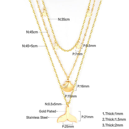 ASON 316L Stainless Steel Shell Fish Tail Pendant Multi Layer Necklace Star Choker for Women Party Gift Fashion Jewelry asonjewelry