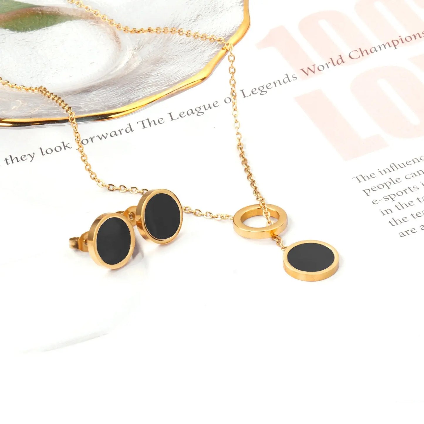 New Arrival Stainless Steel Gold/Silver Color Necklaces Earrings Sets Necklace For Women Party Jewellry Accessories asonjewelry