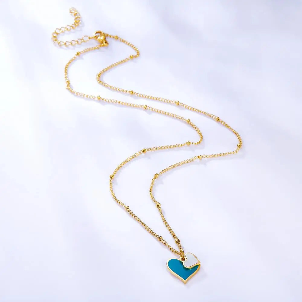 Korean Fashion Heart Shape Pendant Chain Necklaces For Women Elegant Party Jewelry Girls Gold Color Choker collares asonjewelry