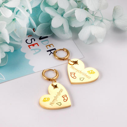 ASON Fashion Gold Color Heart Drop Earrings Jewelry Stainless Steel Dangle Earring for Women Christmas Gift Accessory asonjewelry