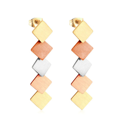 korean style Drop Square Round Earing Stainless Steel 2020 Dangle Earrings Set For Women Fashion Jewelry Party Gift asonjewelry