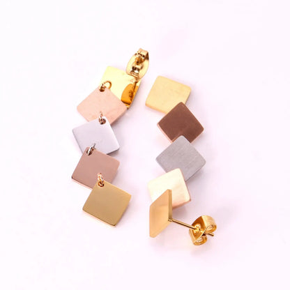 korean style Drop Square Round Earing Stainless Steel 2020 Dangle Earrings Set For Women Fashion Jewelry Party Gift asonjewelry