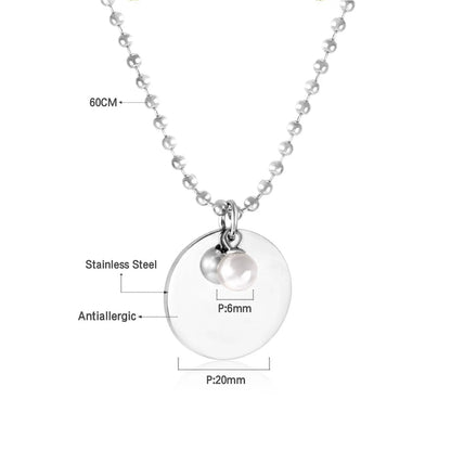 Gothic Fake Pearl Stainless Steel Round Pendant Necklaces For Men Women Jewelry Chain Necklace Collar Collier Set asonjewelry