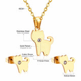 Stainless Steel Necklace Pendant Earrings Jewelry sets For Men Women Crystal Dog Jewelry Set Fashion Jewellery Gift
