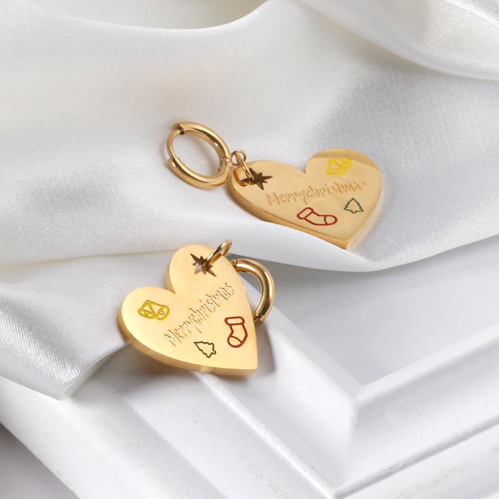 ASON Fashion Gold Color Heart Drop Earrings Jewelry Stainless Steel Dangle Earring for Women Christmas Gift Accessory asonjewelry