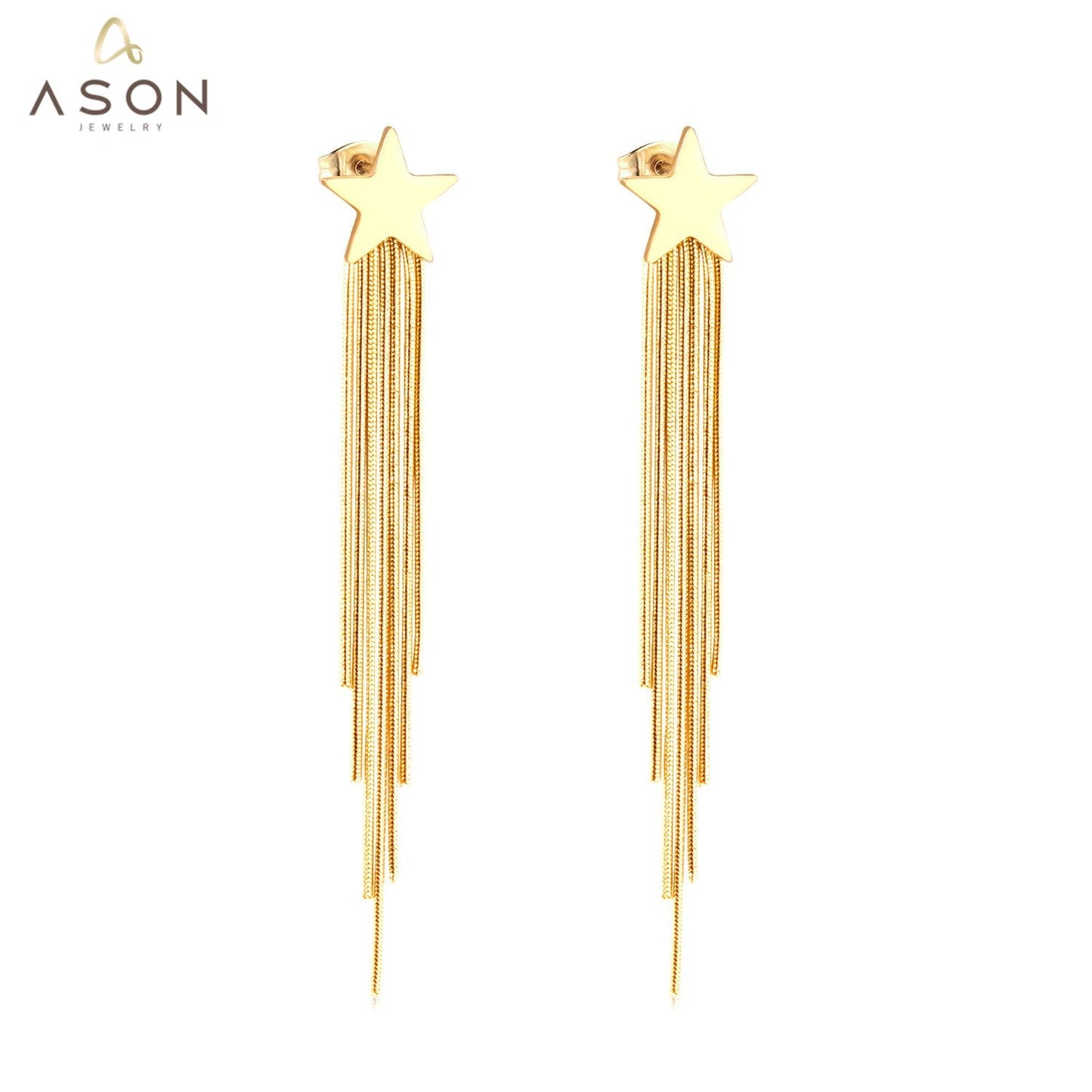 ASON Bohemian Statement Star Drop Earrings Long Dangle Earring Tassel Jewelry for Women Femme Party Gift asonjewelry