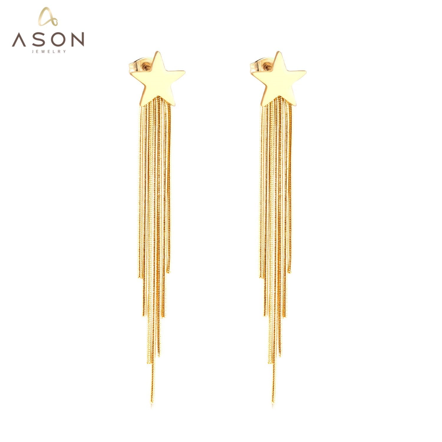 ASON Bohemian Statement Star Drop Earrings Long Dangle Earring Tassel Jewelry for Women Femme Party Gift asonjewelry