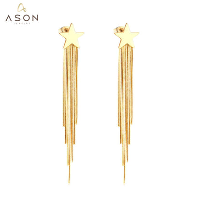 ASON Bohemian Statement Star Drop Earrings Long Dangle Earring Tassel Jewelry for Women Femme Party Gift asonjewelry