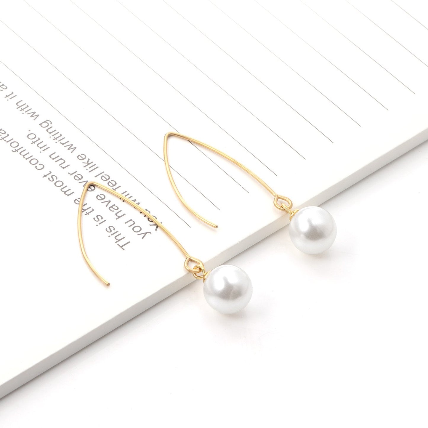 ASON Stylish White Imitation Pearl Drop Earring 316L Stainless Steel Dangle Earring for Women Daily Wear Party Gift Jewelry asonjewelry