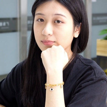 Blue Zircon Layered Stainless Steel Ladies Bracelets Chain Gold Bracelet Clasp Bangles Jewelry Charms For Girls asonjewelry